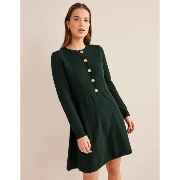 Boden Relaxed Knitted Mini Dress Green Size 14L - Picture 5 of 14